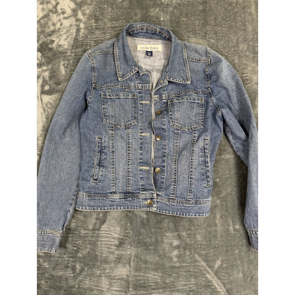 Code Bleu Womens Medium Denim Jacket Button-Up Fr… - image 1